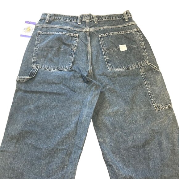 G.H. Bass Carpenter Jeans Reinforced Knee Hammer Loop Dark Wash Mens 34x32 - Picture 13 of 16